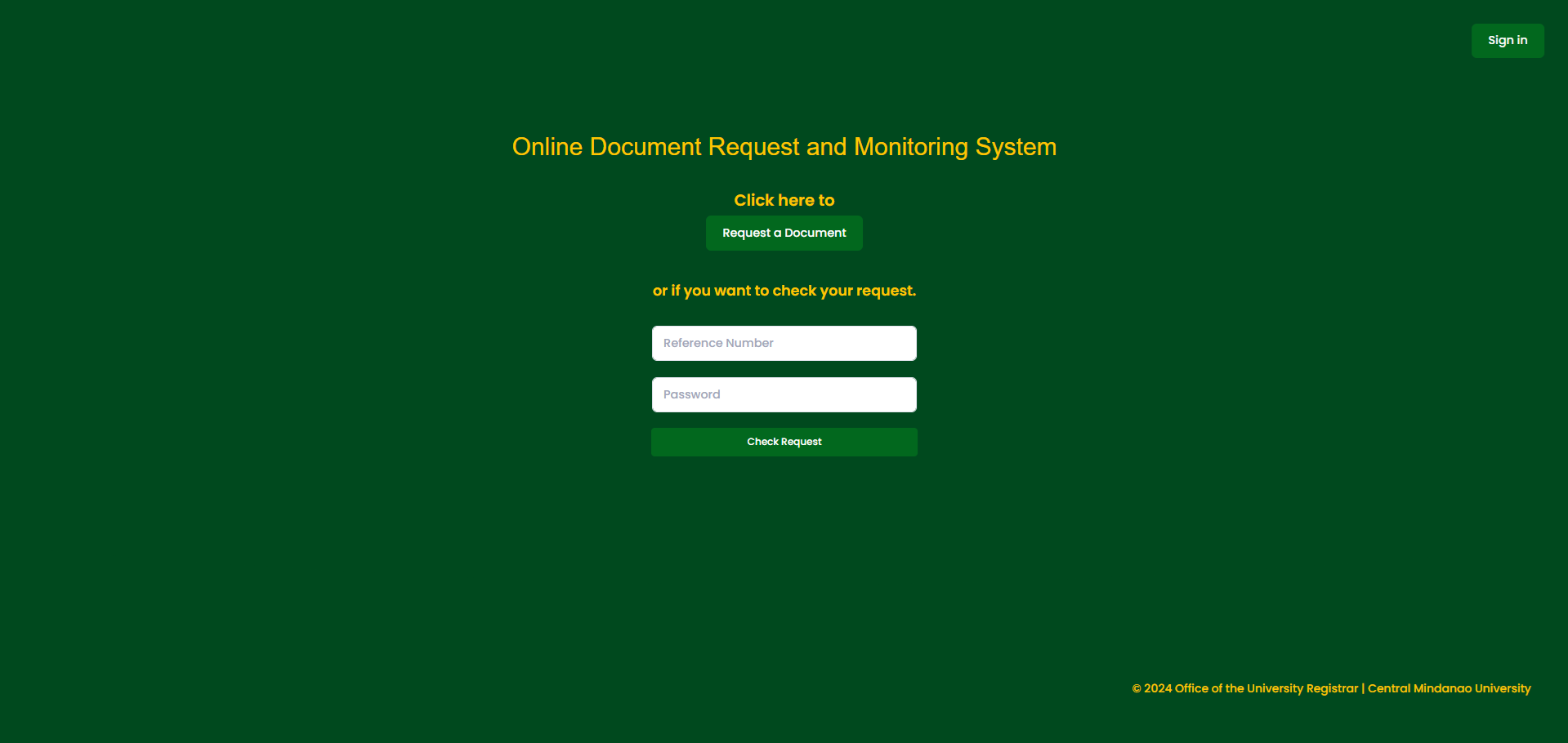 Online Document Request System screenshot
